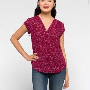 Chic Maroon Blouse with Subtle White Dots